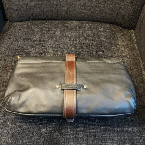 Cole Haan Soft Black Leather with Brown Trim Leather Crossbody Bag - Picture 3 of 11